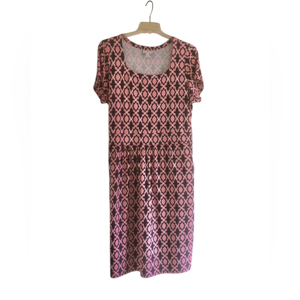 Charter Club Women’s Short Sleeve Pink & Navy Dress Sz 2X